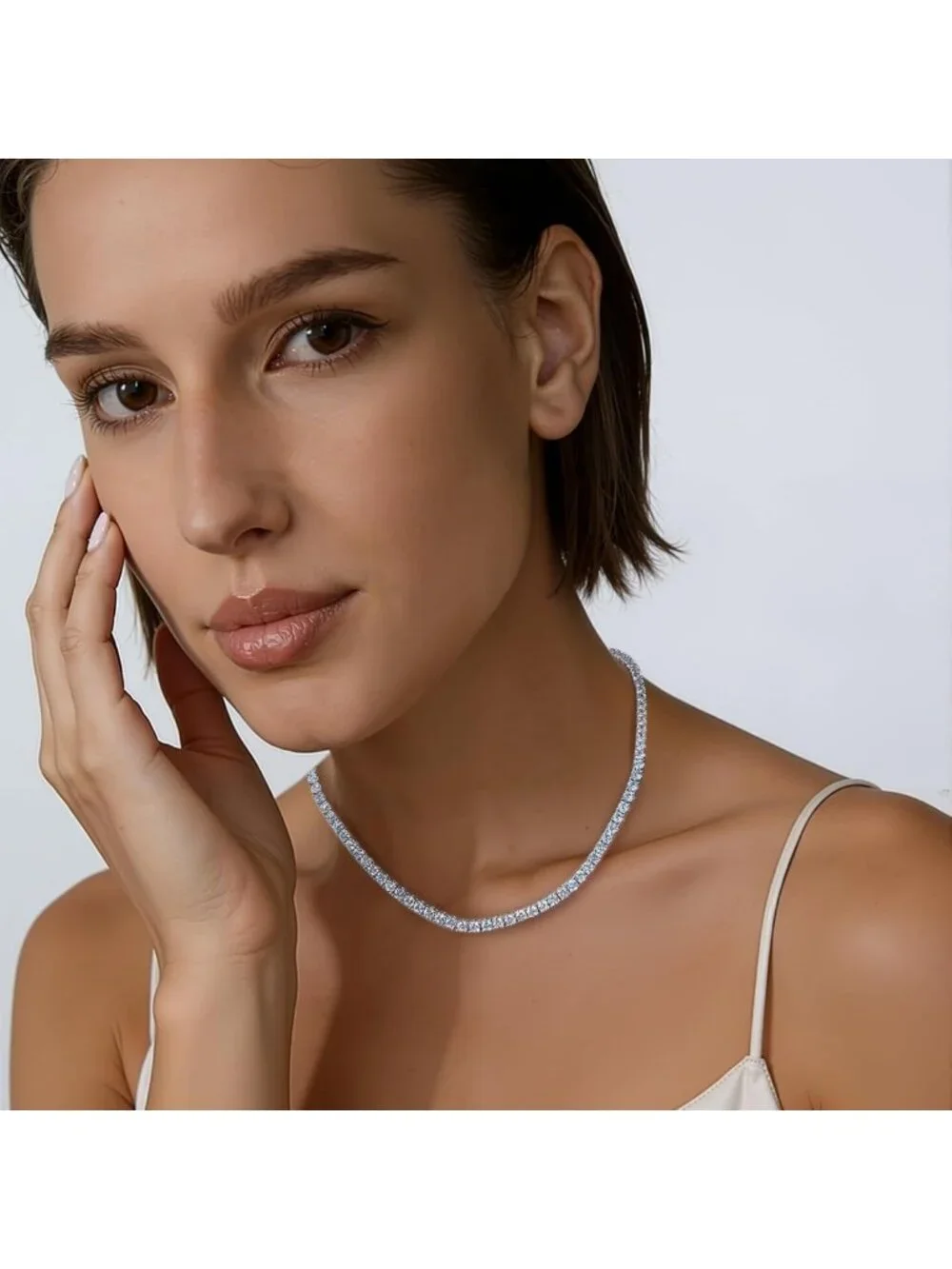 Elegant 4mm CZ Tennis Necklace, 18K Gold Plated, Adjustable 16-24 Inches